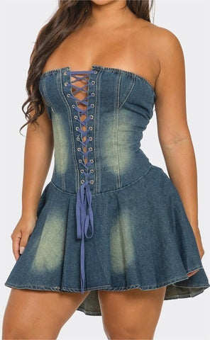 Backless Denim Dress