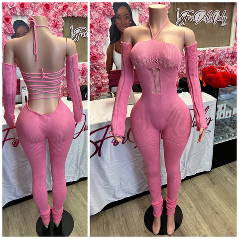 Pink Shauntae Knit Jumpsuit