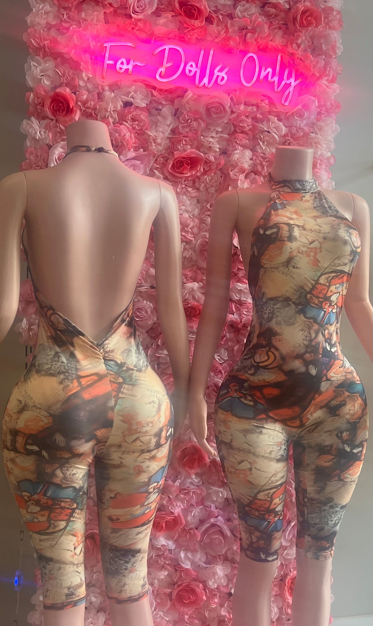 Greek Print Halter Romper