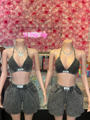 Yasmine Acid Washed Short Set