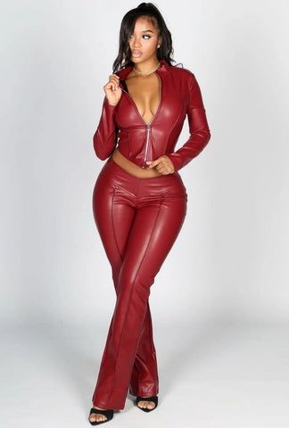 Faux Leather Pants Set SMALL-XL