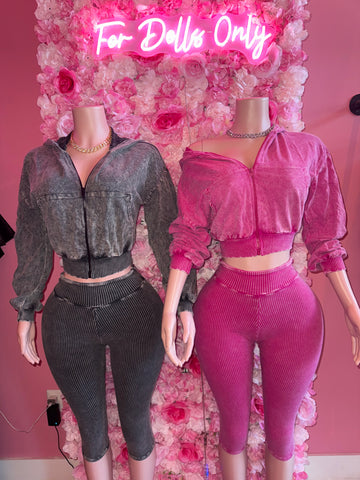 Kimberly Acid Washed Capri Set