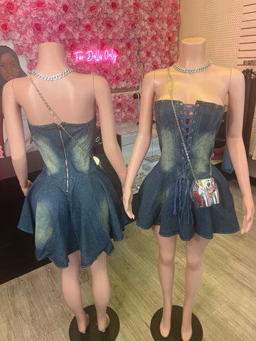 Backless Denim Dress