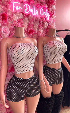Poka Dot Baddie Halter Short Set