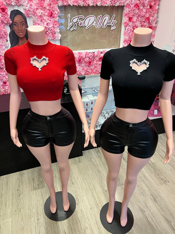 Loving On Me Rhinestone Heart Crop Top