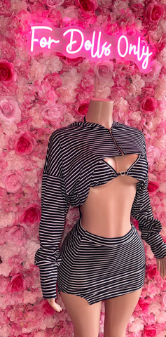 Striped Baddie Skirt Set