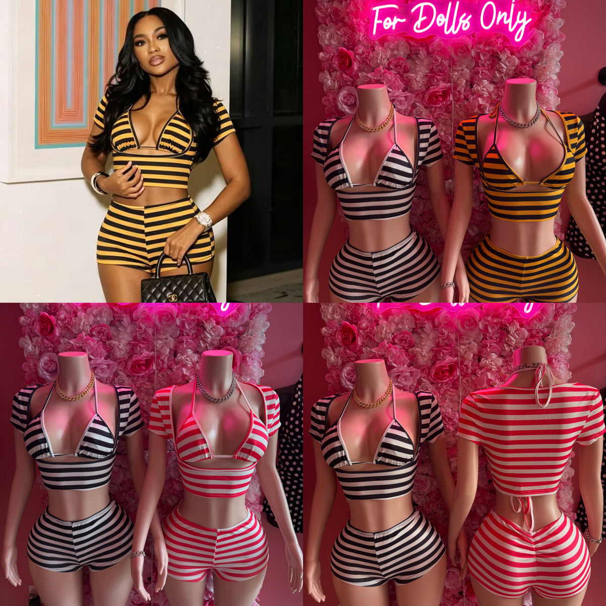 Bad Doll Stripped Short Set