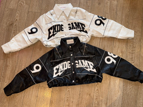 End Game Oversized Cropped Pu Leather Jacket