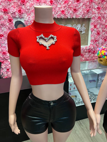 Loving On Me Rhinestone Heart Crop Top