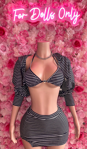 Striped Baddie Skirt Set