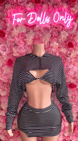 Striped Baddie Skirt Set