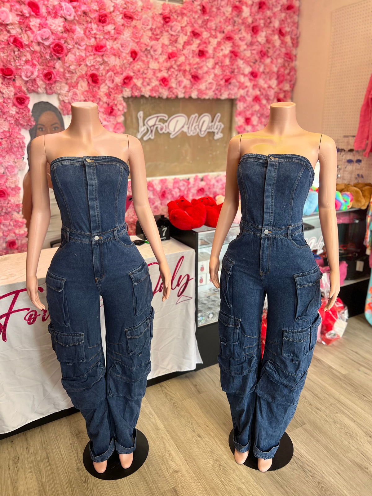 Denim Cargo Jumpsuit