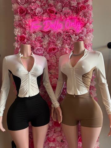 Color Block Short Set