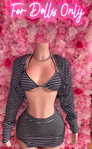 Striped Baddie Skirt Set