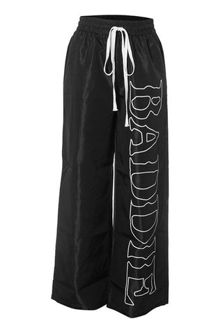 BADDIE WINDBREAKER PANTS **BLACK AND RED***