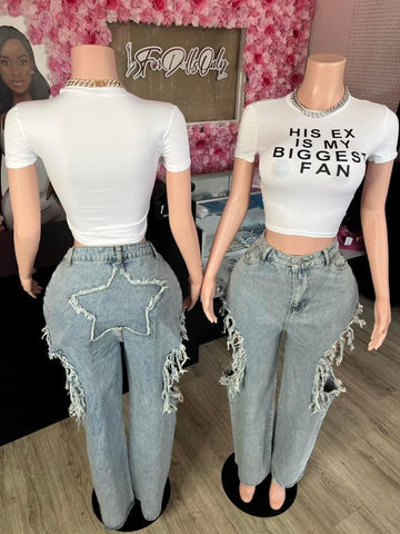 Biggest Fan Crop Top * WHITE