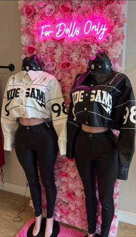 End Game Oversized Cropped Pu Leather Jacket