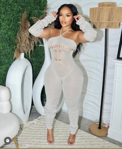 Pink Shauntae Knit Jumpsuit