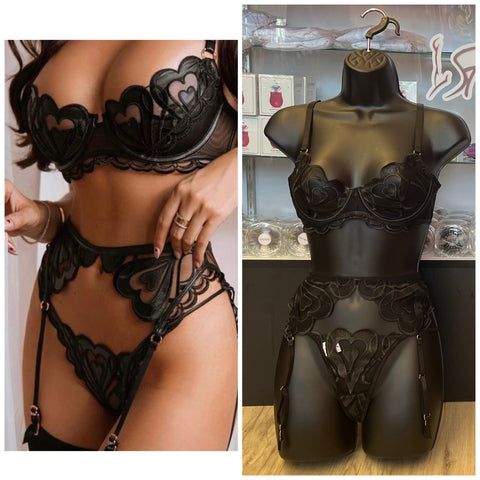 Spread The Love Black Mesh Lingerie Set