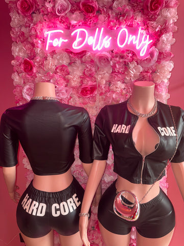HARD CORE PU LEATHER SHORT SET