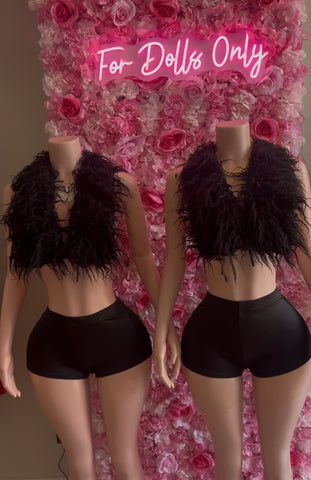 After Dark Faux Furr Short Set