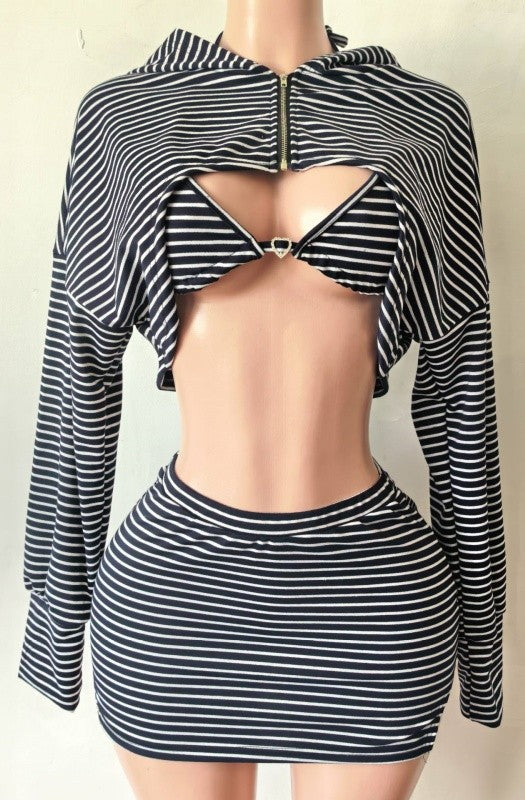 Striped Baddie Skirt Set