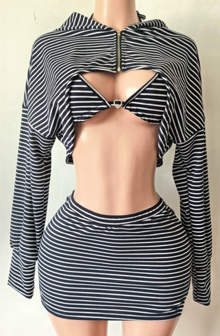Striped Baddie Skirt Set