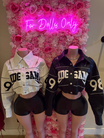 End Game Oversized Cropped Pu Leather Jacket