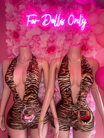 Tiger Print Halter Romper