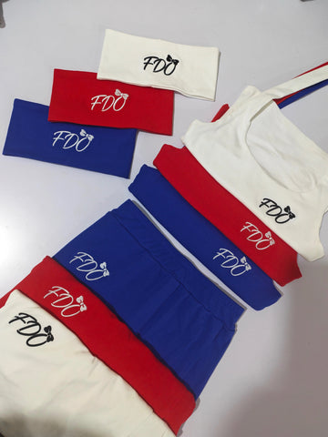 ❤️🤍💙FDO Ultimate 3 Piece Baddie SKORT Set *XS-XL HEADBAND INCLUDED
