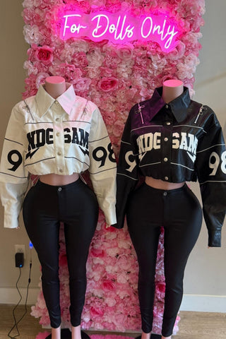 End Game Oversized Cropped Pu Leather Jacket