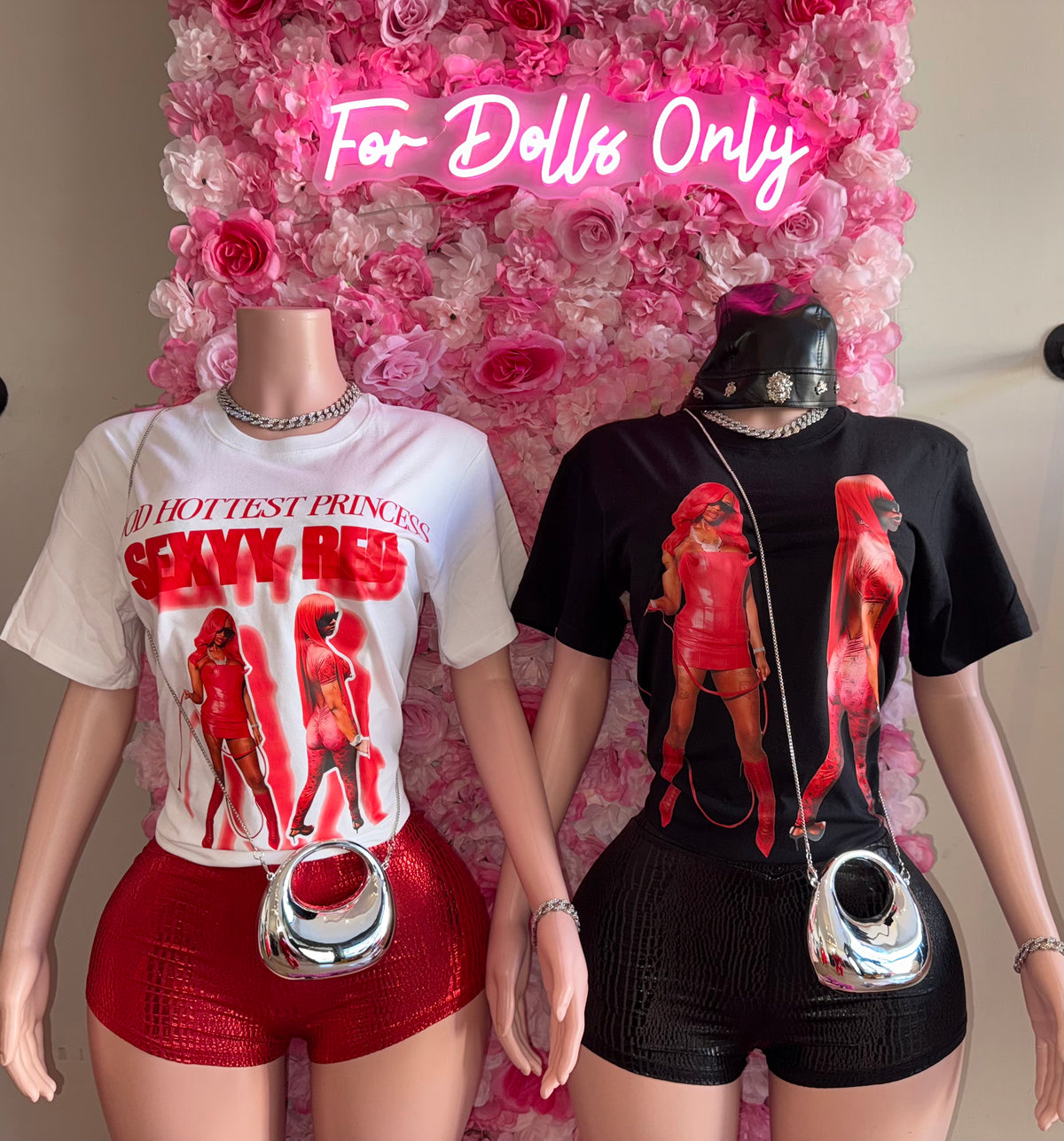 Snake Skin Print Shorts RED & Black