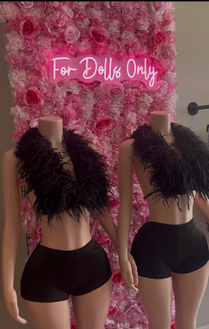 After Dark Faux Furr Short Set