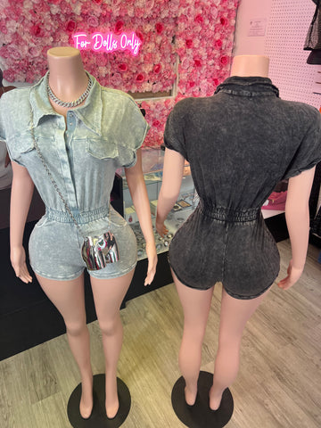 Melanie Acid Washed Romper