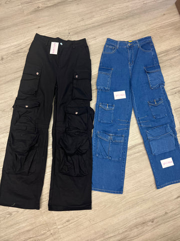 Denim Cargo Pants (Small-XL)