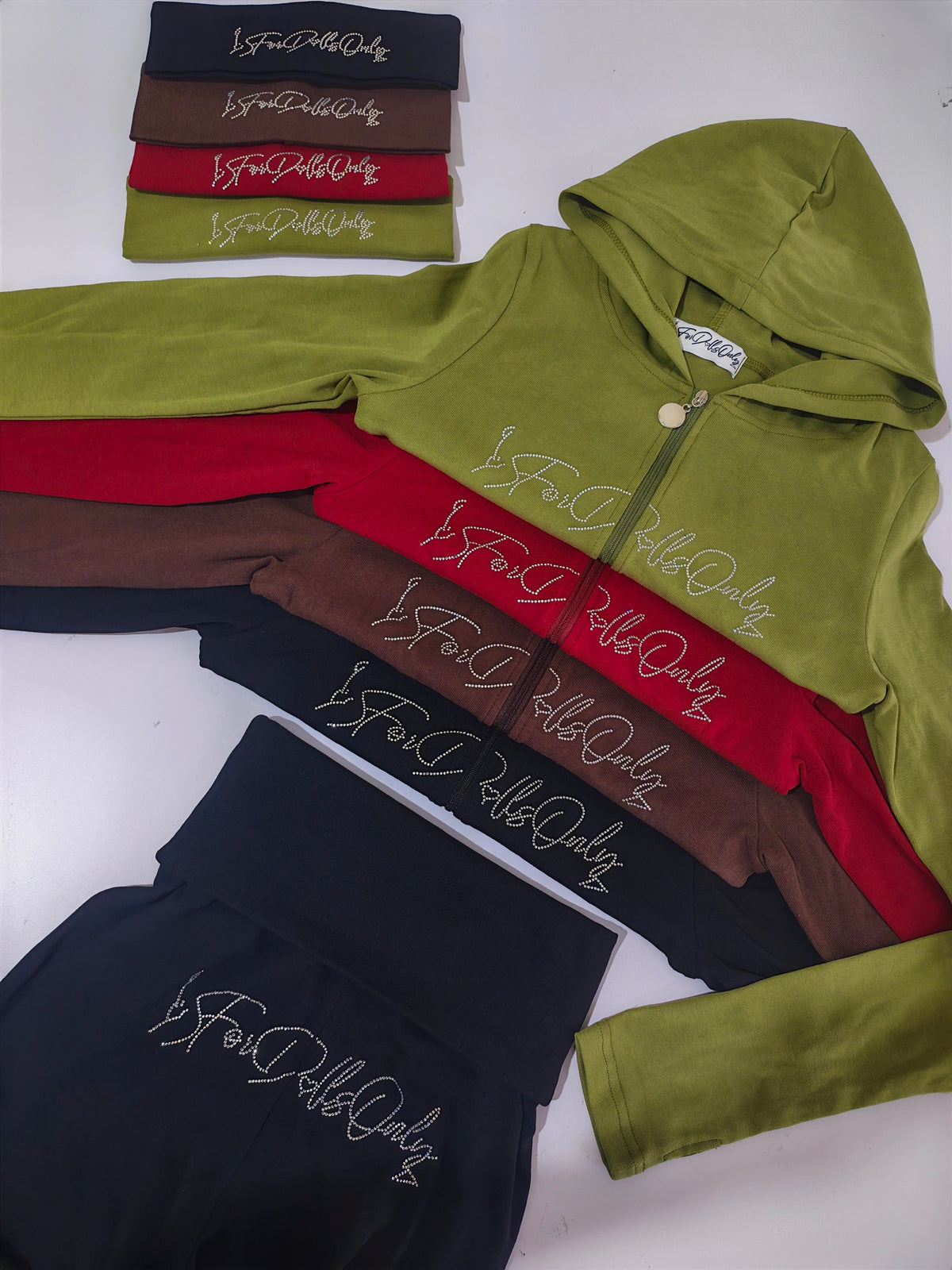 The Soft Life Lounge Set With Headband by
For Dolls Only **XS-XL JOGGING SUIT WITH RHINESTONE LOGO