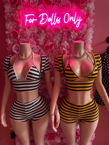 Bad Doll Striped Short Set