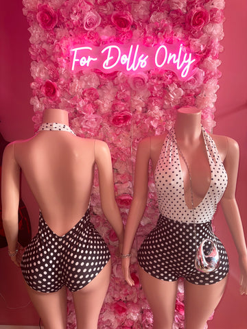 Color Block Polka Dot Halter Romper