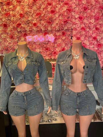 Classic Doll Denim Short Set- SMALL-XL