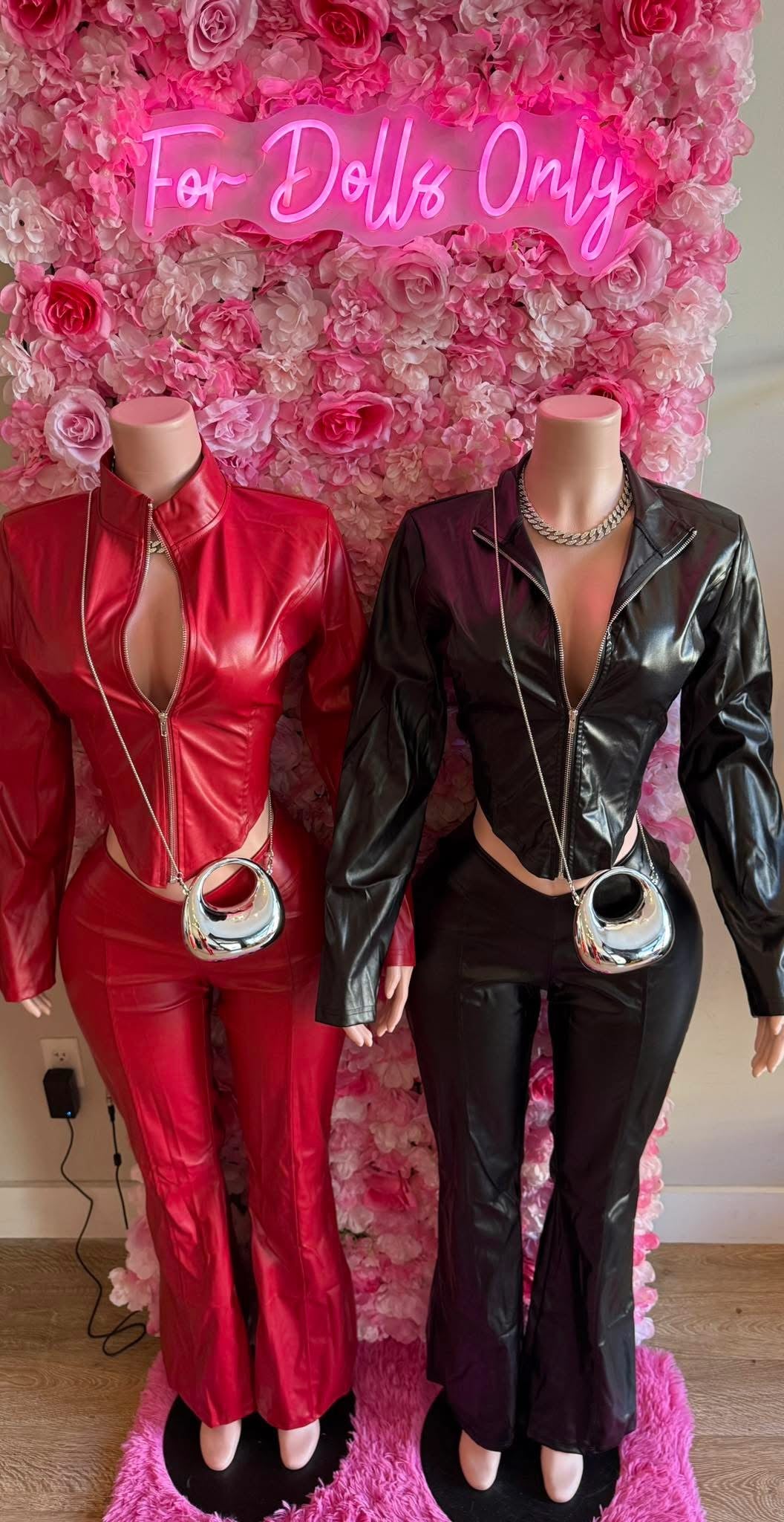 Faux Leather Pants Set SMALL-XL