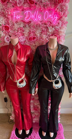 Faux Leather Pants Set SMALL-XL